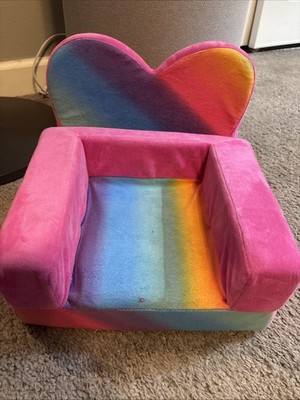 Build A Bear- Rainbow, Fold-Out Chair- Bed, Pink Rainbow Couch- Plush Heart