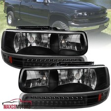 Black Led Headlightsbumper Lamps Fits 1999-2002 Chevy Silverado 00-06 Suburban Black Led Headlightsbumper Lamps Fits 1999-2002 Chevy Silverado 00-06 Suburban