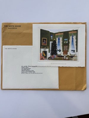 1996 White House Christmas Card Signed Bill Hillary Clinton Wayne Gretzky Sr