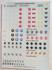 6 VTG OOP Space Marine Transfer Sheet/Decals Warhammer 40K Unused