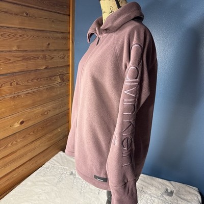 Calvin Klein Performance Dry Women s Fleece Jacket Brown  Large Pockets Logo