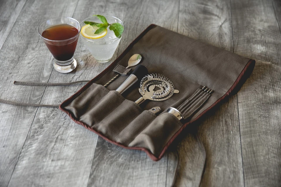 LEGACY-a Picnic Time marca 10 Piezas Barra Herramienta Roll Up Kit, Mixology Bartender Foto 3 de 4