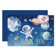 JarThenaAMCS 24Pcs Outer Space Thank You Cards with 4 x 6 inch, blue, white