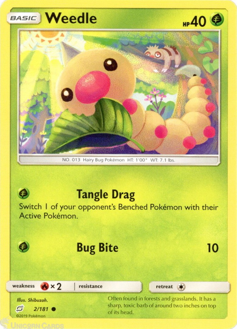 Weedle 2/181 : Common Mint/Near Mint Pokemon Card : SM09: Team Up