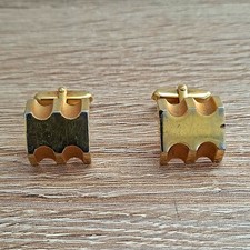 Vergoldete Manschettenkn&ouml;pfe rechteckig geometrisch, feste R&uuml;ckseite