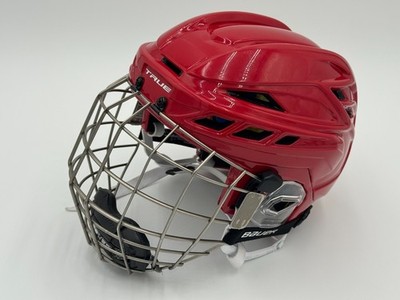 TRUE Dynamic 9 Pro Ice Hockey Helmet Red Size 54-57cm + Bauer Mask Clean Used