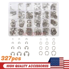 327Pcs 304 Stainless Steel E-Clip Circlip External Retaining Ring Assortment US