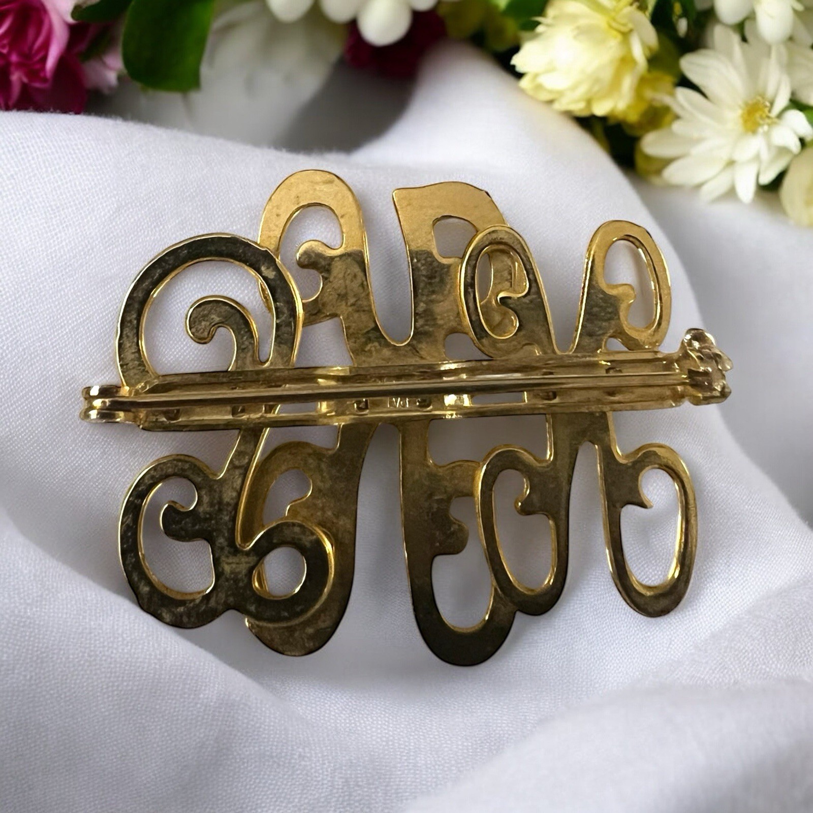 Vintage Monogram Triple Script Initials Gold-Tone… - image 11