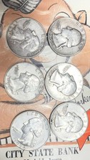 Lot Of 6 Silver Quarters 196# Circulated.