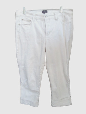 NYDJ  WHITE ' DAYLA'  CUFFED CAPRI JEAN  SZ 12 TUMMY TUCK STYL EXC! GREAT PRICE!