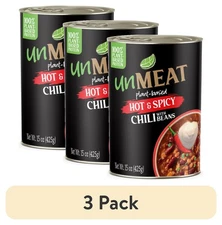 (3 pack) unMEAT Chili with Beans Hot & Spicy, 15 oz Can