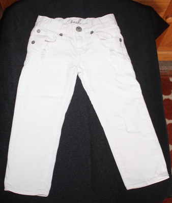 Toddler PEEK Distressed White Jeans Adjustable Waistband Size 2/3