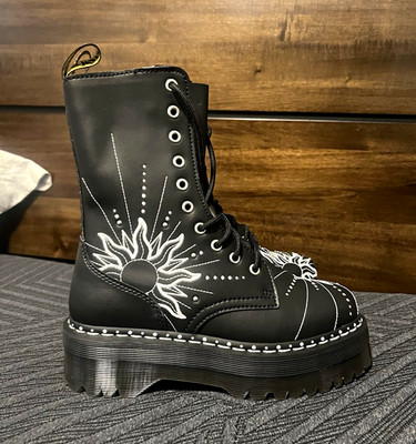 Dr. Martens Jadon SF Black Leather Platform Rain Ankle Boots US 6m US W 7.5
