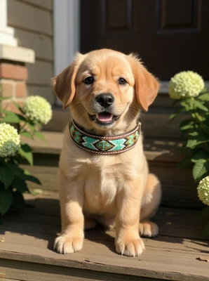 EPIC ANIMAL Epic Padded Leather Dog Collar with Beaded Design K