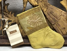 Handmade MINI STOCKING From Antique Textiles by B-VIZ Floral w Gold L60