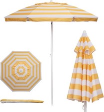 5.5 Ft Beach Umbrella Sunshade UV Protection Tilt Pole Carry Bag Sand Camping