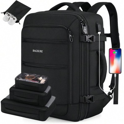 42L Expandable Travel Backpack with Packing Cubes & Shoe Pocket TSA  Approved | eBay