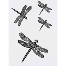 4 x 'Simple Dragonfly Top View' Temporary Tattoos / Transfers TO00077968 