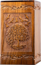 Tree of Life Wooden Urn for Human Ashes, 20Lbs Capacity, Suitable for Burial for