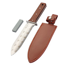 Hori Hori Garden Knife with Leather Sheath and Sharpening Stone, Garden Soil Kni