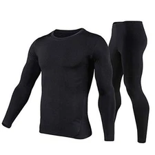 Thermal Underwear Men Ultra-Soft Long Johns Set with Fleece Lined Small Black