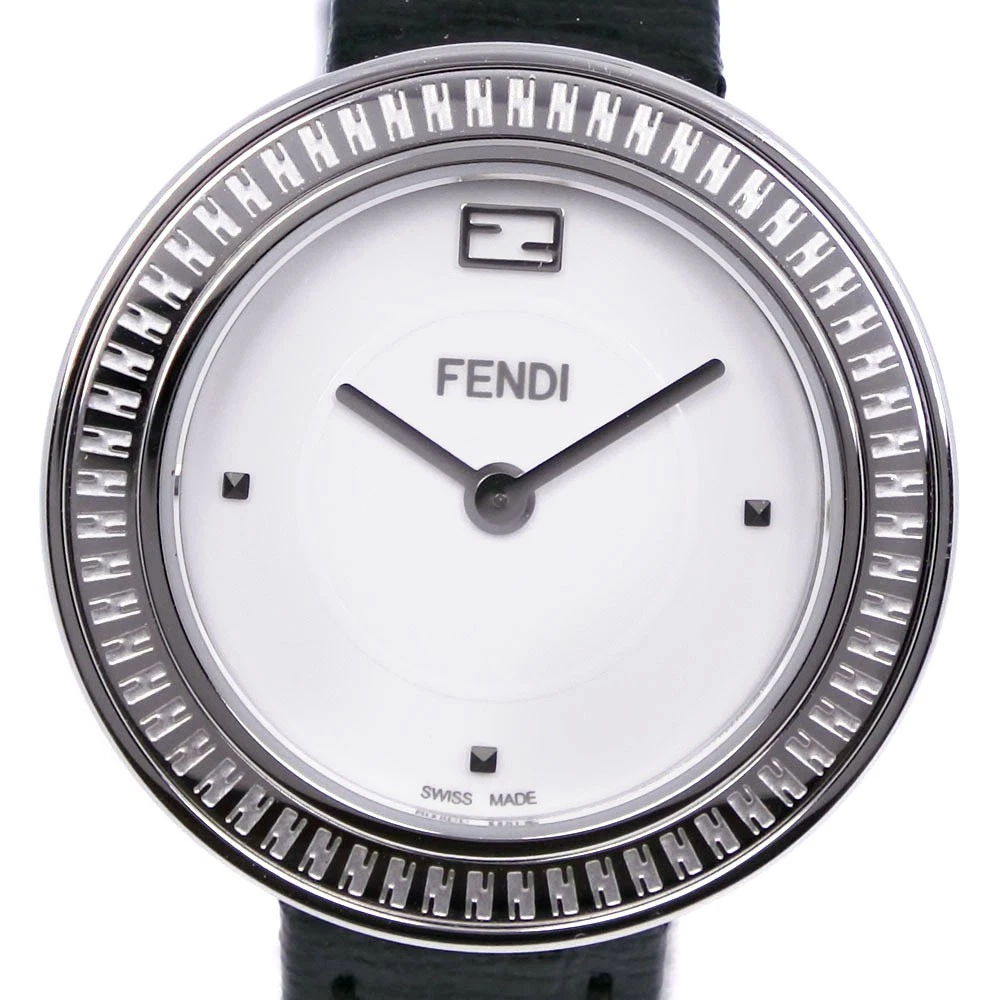 OROLOGIO DONNA FENDI MY WAY 35000S SS PELLE QUARZO NERO ANALOGICO QUADRANTE BIANCO