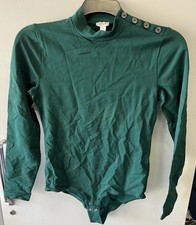 J.Crew Bodysuit Women's Sz M Teal Stretch Turtleneck Long Sleeve Minimalist NEW