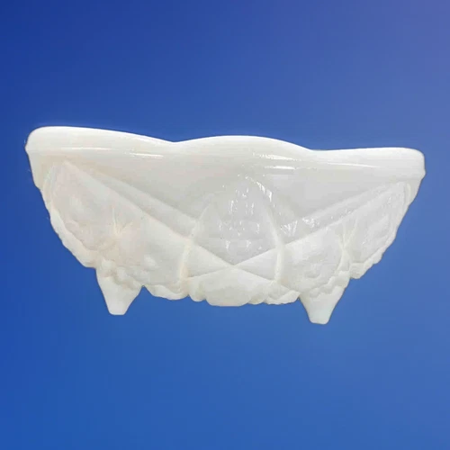 McKee Glass Footed Bowl White Milk Glass Toltec Vintage Round 8” Mid Century