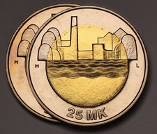 1997 Finland 25 Markkaa  -Independence- BU Coins (2) Ex. Mint Sets 	KM# 85