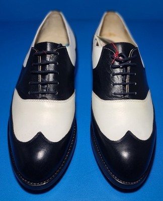Head Commendation (Vntg)Men's White-Black Leather Wing Tip Golf Shoes Size 10 US