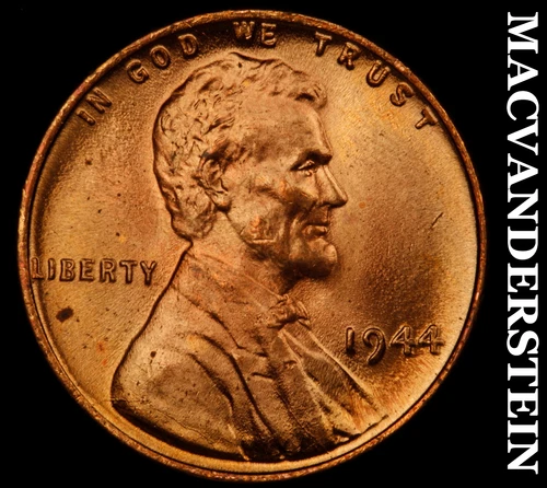 1944 Lincoln Wheat Cent- Red- Choice Gem Brilliant Unc+++++ Luster #J3657