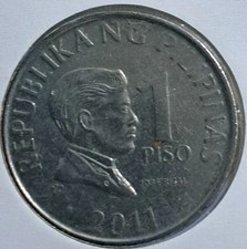 2011 Philippines 1 Piso World Foreign Coin
