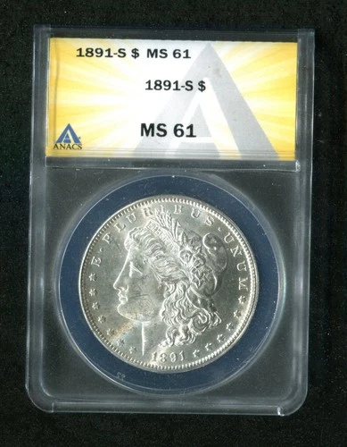 1891-S Morgan Silver Dollar "ANACS MS61" (NICER THAN GRADE!)