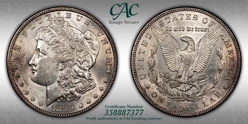 1899 P MORGAN SILVER $1  Low Mintage , CAC AU Details, 1 DAY, NO RESERVE AUCTION