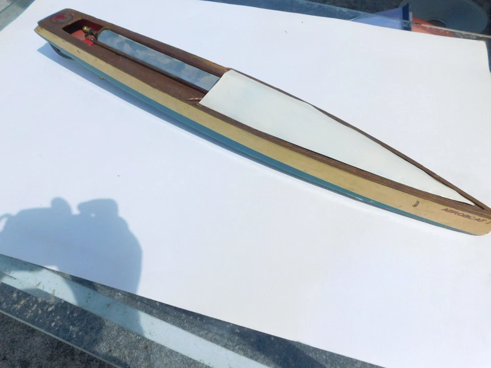 Bateau ancien,speed boat Bowman Aerobat 1 , mecanique elast. 81 cm - Photo 3/4