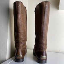 UGG Women’s Knee High Leather Sheepskin Boots Tan Brown UK SIZE 5 US 7