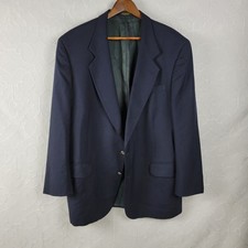 Oscar De La Renta Sport Coat Mens 43R Navy Blue Gold Buttons Tailored Fit Blazer