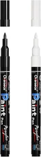 White & Black Acrylic Paint Pens 2 Pack, 0.7Mm Extra Fine Tip Permanent Markers,