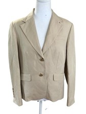 Talbots Linen Blend Blazer Tan Woman's Sz 10