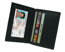 Black RFID Blocking Mens Leather Bifold Thin Wallet ID Window Slim Card Case