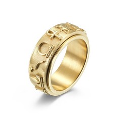 Ancient Egyptian Ankh Cross Spinner Fidget Ring Stainless Steel Anti-Anxiety