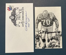 Art Donovan Auto HOF Postcard & Signed First Day Cover With Inscription