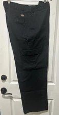Dickies Cargo Pants Mens 38x32 Black Flex Twill Relaxed Fit Straight Leg New