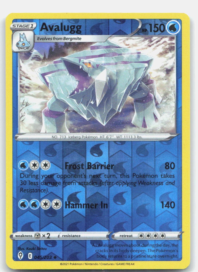 Pokemon TCG Avalugg 045/203 SWSH07: Evolving Skies Reverse Holo NM