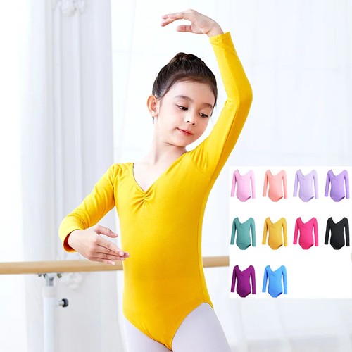 Girls Ballet Dance Costume Kid Long/Short Sleeve Cotton Kids Turnpakje Leotard
