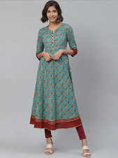 YASH GALLERY Women's Kantha Floral Print Anarkali Kurta for women and girls