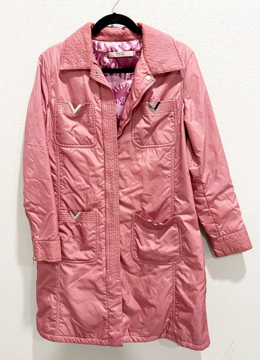 R.E.D Valentino Womens Rain Coat Jacket CK 02200 Long Sleeves Pink Size 44