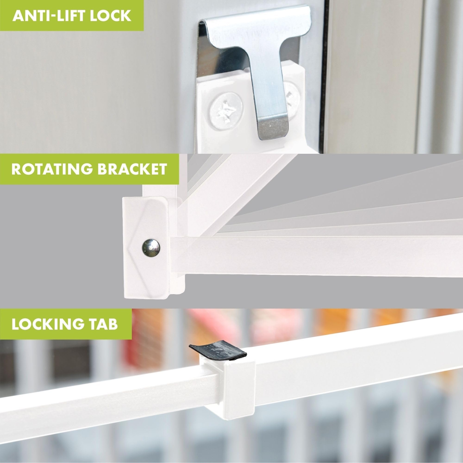 Sliding Door Bar with Childproof Lock, Adjustable, for Patio Doors and