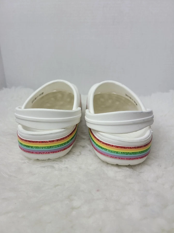 Zueco Crocs Niñas (9-9.5) Años Talla 1 J Arco Iris Brillo Orgullo Zapatos sin Cordones Foto 4 de 4