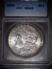 1886 Morgan Silver Dollar  ICG - MS63 , Irradiance Rim Toning,  Issue Free